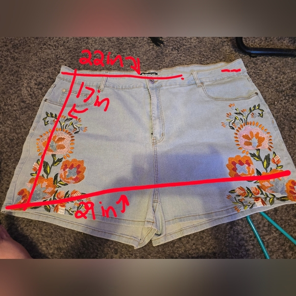 BloomChic Light Blue Embroidered Floral Shorts - Picture 6 of 6